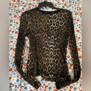 Killstar Mesh Long-Sleeved Leopard Print Top
